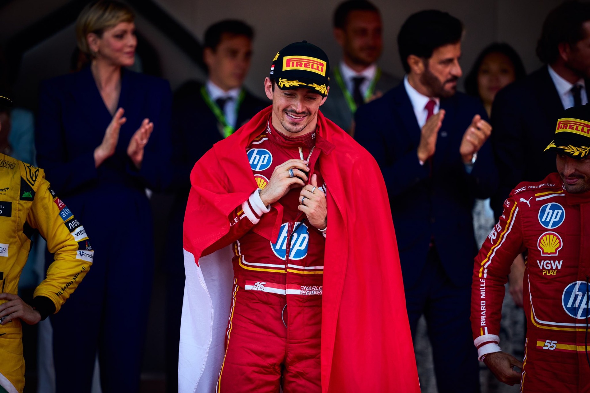 the sun of the Pricinpality of Monaco on the podium 